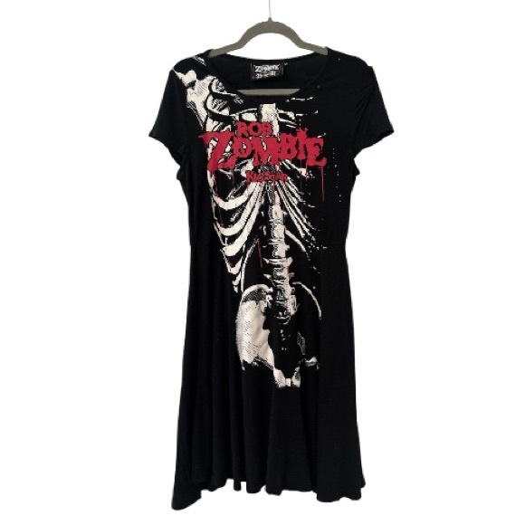 Killstar x Rob Zombie Foxy Bones Skater Dress in Black Size Medium - Picture 2 of 8